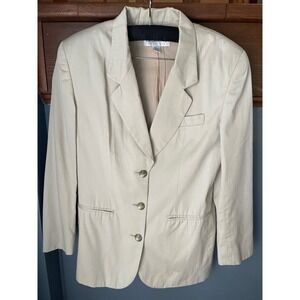 Liz Claiborne Collection Vintage Beige Cotton Blazer 90's Corporate